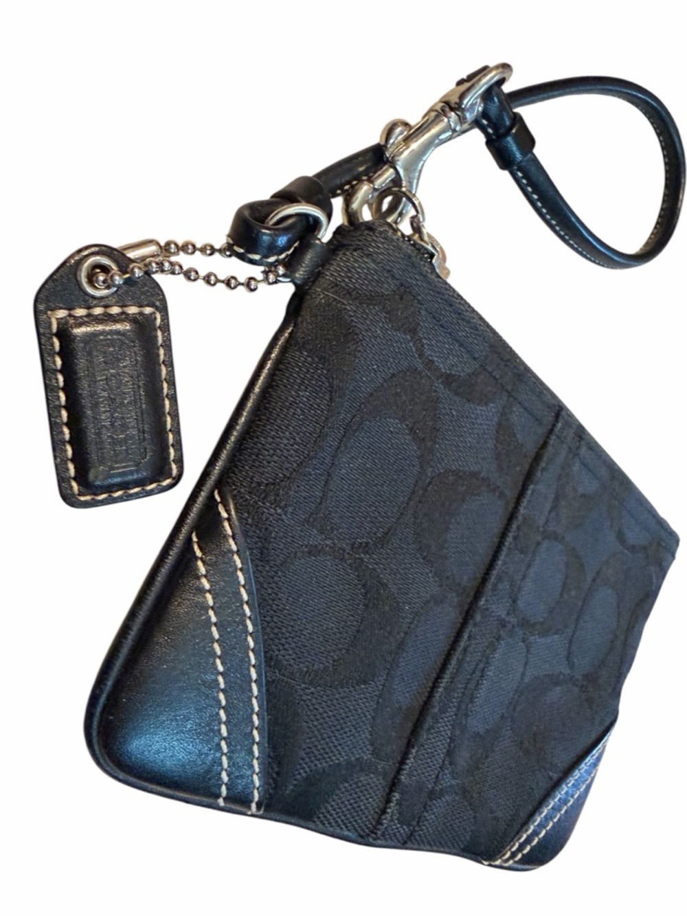 Vintage Y2K Coach Black Signature Canvas Wristlet Pouch
